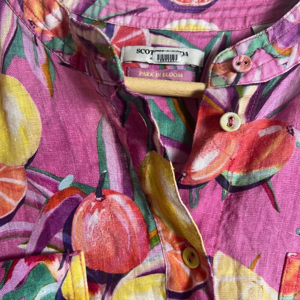 Scotch & Soda Pink Citrus Fruit Print Linen Tie Waist Romper Size M - Picture 16 of 16